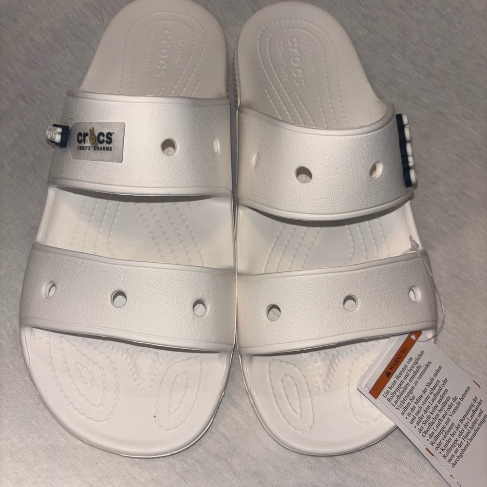 CROCS White Double-Strap Slide Sandals